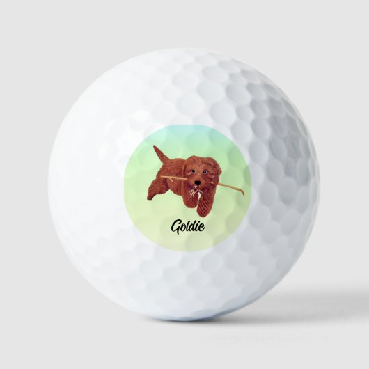 Goldie Golden Doodle Bunt Golfball (Vorderseite)