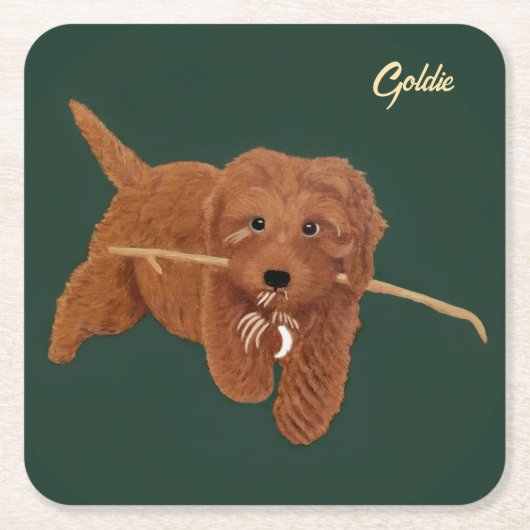 Goldie Golden Doodle Rechteckiger Pappuntersetzer (Vorderseite)