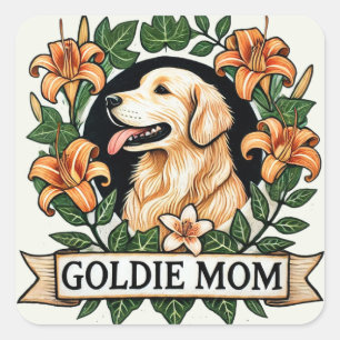 Goldie Mama Golden Retriever Hunde Mamas Quadratischer Aufkleber