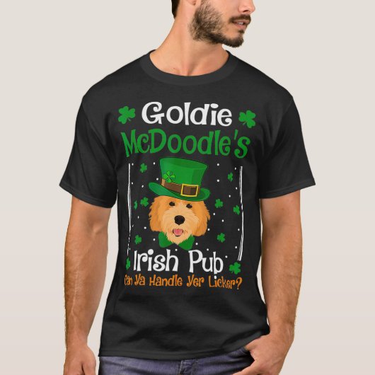 Goldie McDoodles Irish Pub Goldendoodle St Day T-Shirt (Vorderseite)
