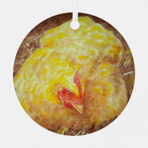 Goldie the Chicken Ornament Aus Metall