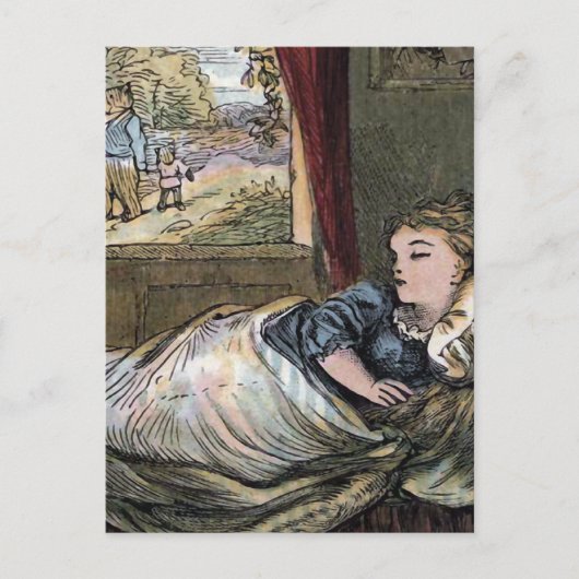 Goldilocks Schlaf im Bett des kleinen Bären Postkarte (Vorderseite)