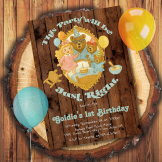 Goldilocks & the Three Bears Birthday Party Einladung