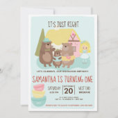 Goldilocks und die drei Bären zum Geburtstag Einladung (Vorderseite)