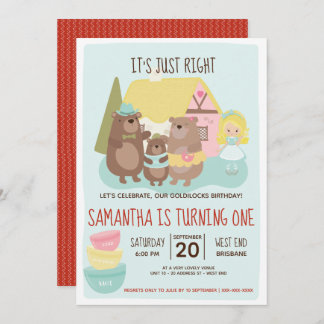 Goldilocks und die drei Bären zum Geburtstag Einladung