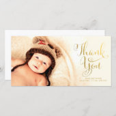 GoldImitat-Folien-Baby danken Ihnen, Foto-Karten Dankeskarte (Vorne/Hinten)