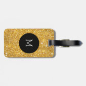 GoldImitat-Glitzer-Muster-Girly Monogramm Gepäckanhänger (Rückseite horizontal)