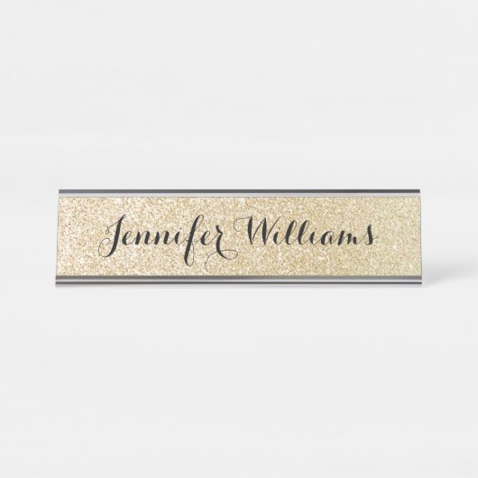 GoldImitat-Glitzer-Name-Schreibtisch-Namensschild Schreibtischnamensplakette (Vorderseite )
