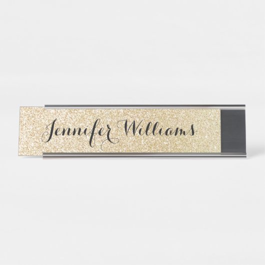 GoldImitat-Glitzer-Name-Schreibtisch-Namensschild Schreibtischnamensplakette (Vorderseite )