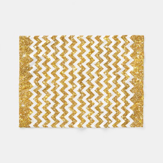 GoldImitat-Glitzer-weißes Zickzack Muster Girly Fleecedecke (Vorderseite (Horizontal))