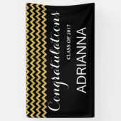 GoldImitat-Glitzer-Zickzack Glückwunsch-Absolvent Banner (Vertikal)