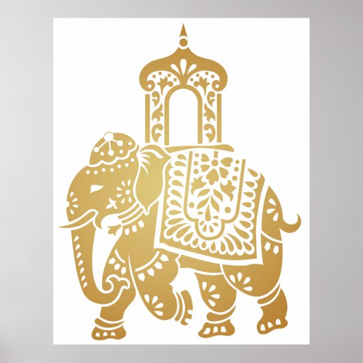 Goldindischer Elefant Poster (Vorne)