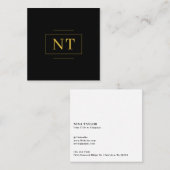 Goldinitialen an der Grenze Minimalistisch Schwarz Quadratische Visitenkarte (Vorne/Hinten)