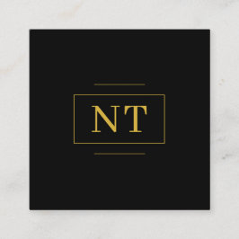 Goldinitialen an der Grenze Minimalistisch Schwarz Quadratische Visitenkarte