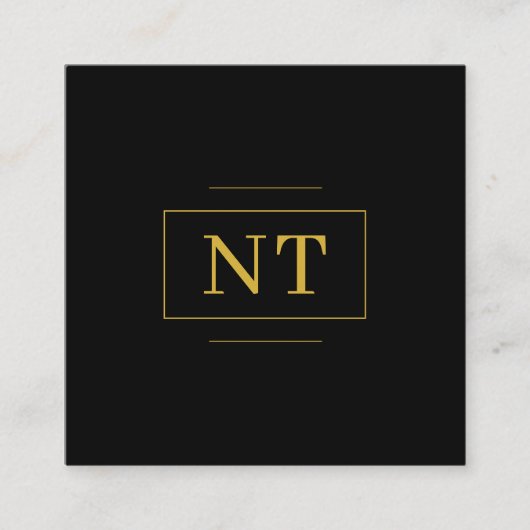 Goldinitialen an der Grenze Minimalistisch Schwarz Quadratische Visitenkarte (Vorderseite)