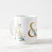 Goldinitialen, mit blauen Blattpaaren Tasse (Vorderseite Links)