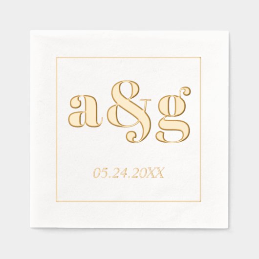 Goldinitialen mutige Typografie Servietten Mit Folie (Vorderseite)