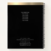 Goldinitialen und Streifen, Beruf, Schwarz Notizblock (Rückseite)