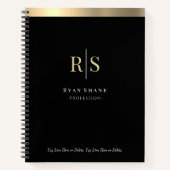 Goldinitialen und Streifen, Beruf, Schwarz Notizblock (Vorderseite)