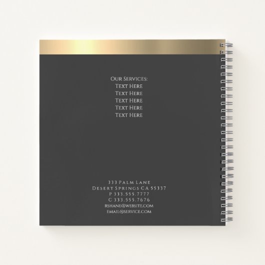 Goldinitialen und Streifen, Name Beruf, dunkelgrau Notizblock (Rückseite)