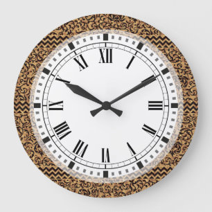 Golditalienische Renaissance mit Blumen Große Wanduhr