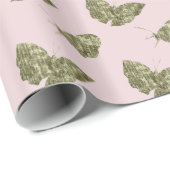 Goldjuwel-Schmetterlinge auf blassem - Rosa Geschenkpapier (Rolleneckpunkt)