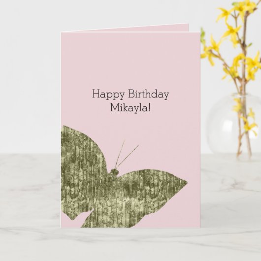 Goldjuwel-Schmetterlings-Geburtstag Karte (Gelbe Blume)