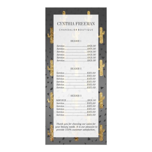 Goldkaktus auf moderner schicker werbekarte (Vorne)