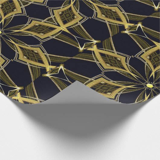 Goldkaleidoskop aus schwarzem Stoff Geschenkpapier (Ecke)