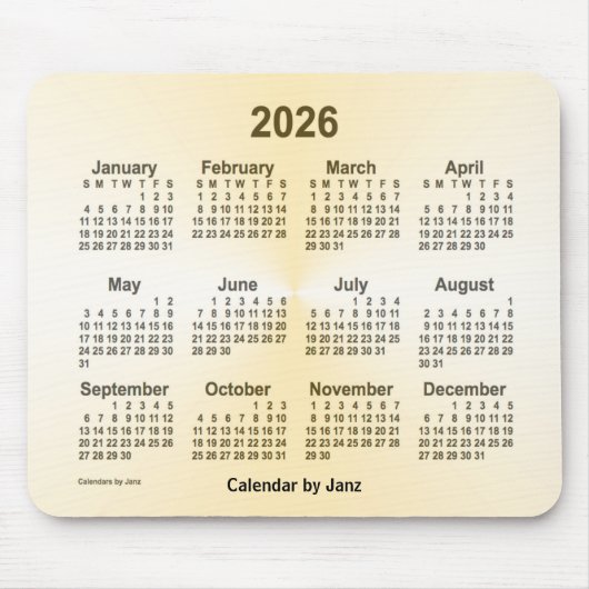 Goldkalender 2026 von Janz Mousepad (Vorne)