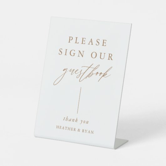 Goldkalligrafie Bitte unterschreiben Sie unser Gäs Sockelschild (Vorderseite)