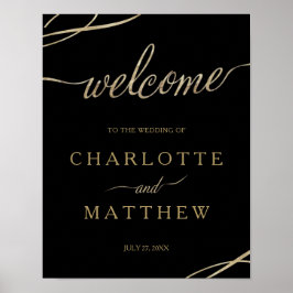 Goldkalligrafie | Black Welcome Wedding Poster