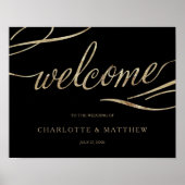 Goldkalligrafie | Black Welcome Wedding Poster (Vorne)