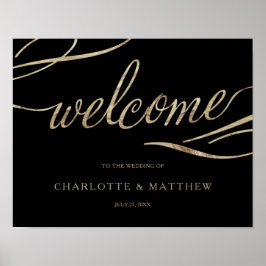 Goldkalligrafie | Black Welcome Wedding Poster