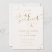 Goldkalligrafie | Einladung von Elfenbein zur Hoch (Vorderseite)