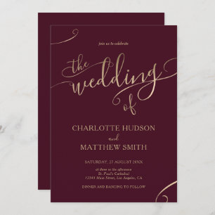 Goldkalligrafie Einladung zur Hochzeit in Burgun