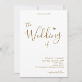 Goldkalligrafie Herz-Script QR Code Hochzeit Einladung (Vorderseite)