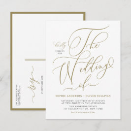 Goldkalligrafie-Hochzeit Einladungspostkarte
