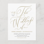 Goldkalligrafie-Hochzeit Einladungspostkarte (Vorderseite)