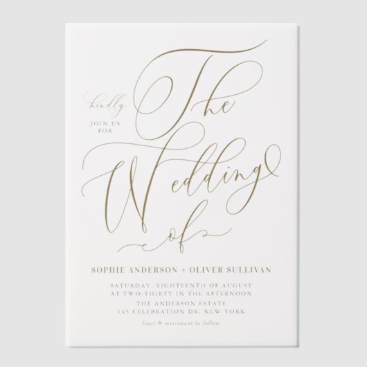 Goldkalligrafie-Hochzeit Pergament Einladungen (Vorderseite)
