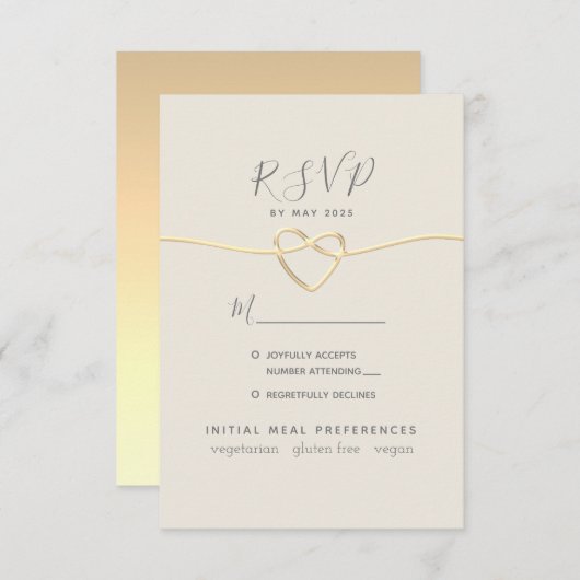 Goldkalligrafie-Hochzeit RSVP Karte (Vorne/Hinten)