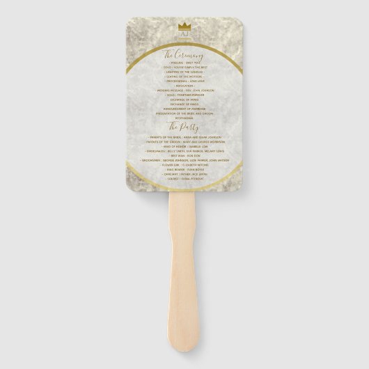 Goldkalligrafie-Hochzeitsprogramm Fächer (Rückseite)