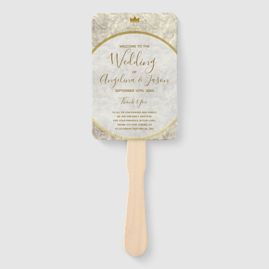 Goldkalligrafie-Hochzeitsprogramm Fächer (Vorderseite)