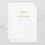 Goldkalligrafie-Hochzeitssorgen wünschen sich Hinweiskarte<br><div class="desc">Diese goldminimalistische kalligraphische Hochzeit auch Wünsche Beratung Karte ist perfekt für eine rustikale Hochzeit. Das einfache und elegante Design zeichnet sich durch klassische und extravagante Schriftzeichen in Gold aus. Diese Karten sind ideal für Hochzeiten, Brautparty, Babydusche, Graduiertenfest u.v.m. Personalisieren Sie die Karten mit den Namen der Braut und Bräutigam, den...</div>