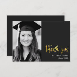 Goldkalligrafie Moderner Foto Abschluss Dankeskarte