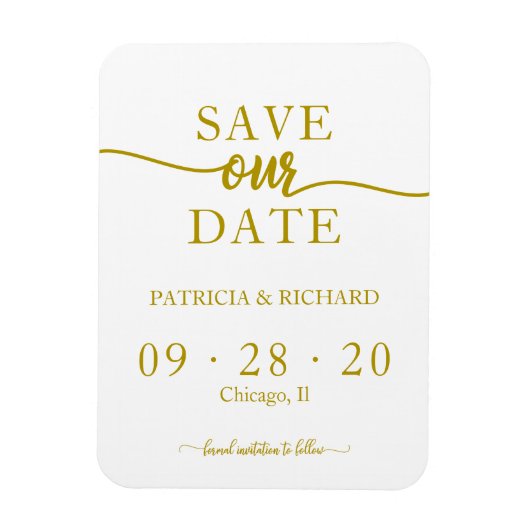 Goldkalligrafie ohne Foto Hochzeit speichern das D Magnet (Vertikal)