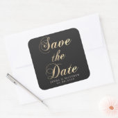 Goldkalligrafie-Save the Date-Aufkleber Quadratischer Aufkleber (Umschlag)