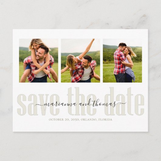 Goldkalligrafie Script Foto QR Code Haushalt Ankündigungspostkarte (Vorderseite)