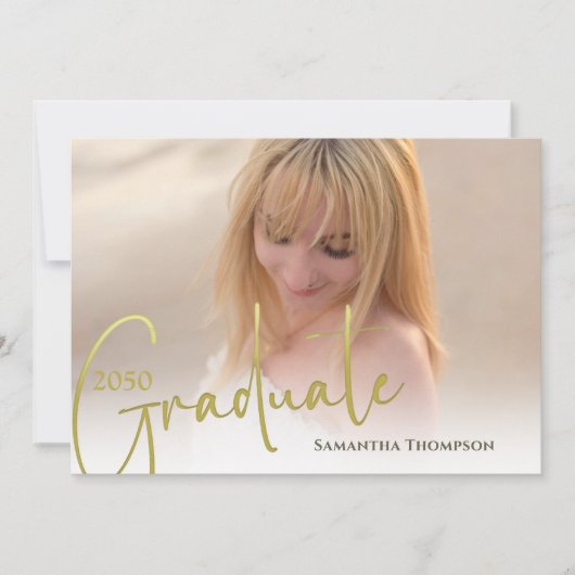 Goldkalligrafie Script Minimalistisch Foto QR Code Einladung (Vorderseite)