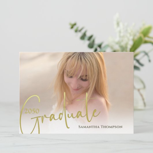 Goldkalligrafie Script Minimalistisch Foto QR Code Einladung (Stehend Vorderseite)